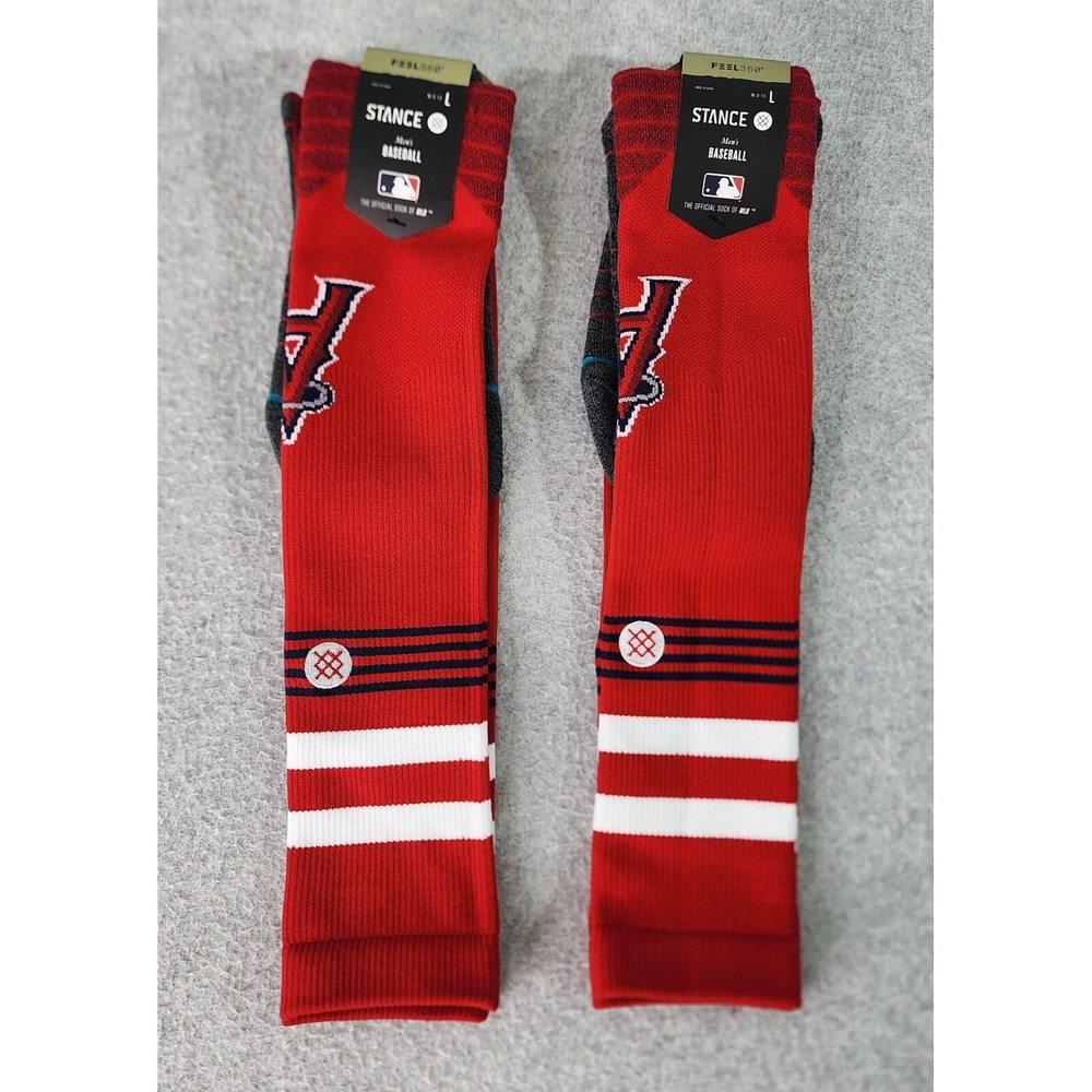 Lot Of 2 Los Angeles Angels MLB Socks OTC Mens L (9-13) Red Stance Diamond Pro